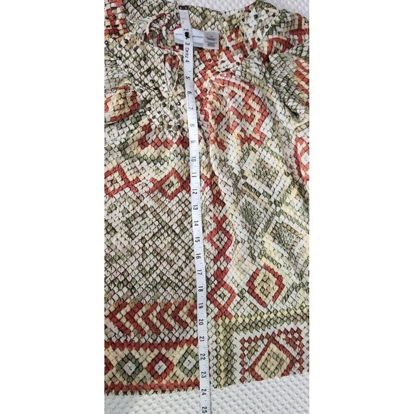 Alfred Dunner Womens Sz 12P Semi Sheer Snakeskin Pattern Keyhole Accent Top Tan - Picture 6 of 10